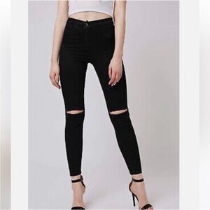 Topshop Joni Jeans High Rise Distressed Back Denim women Jean size 25.
